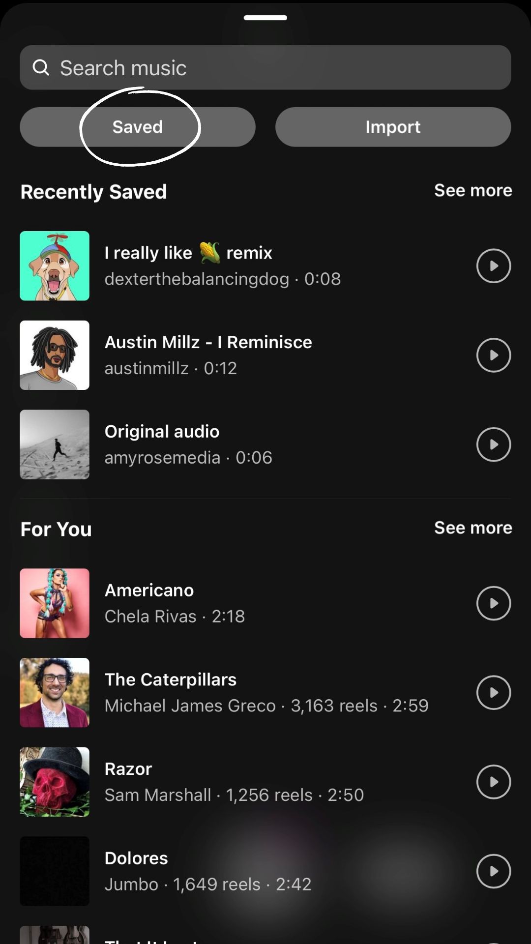 saved sound on tik tok