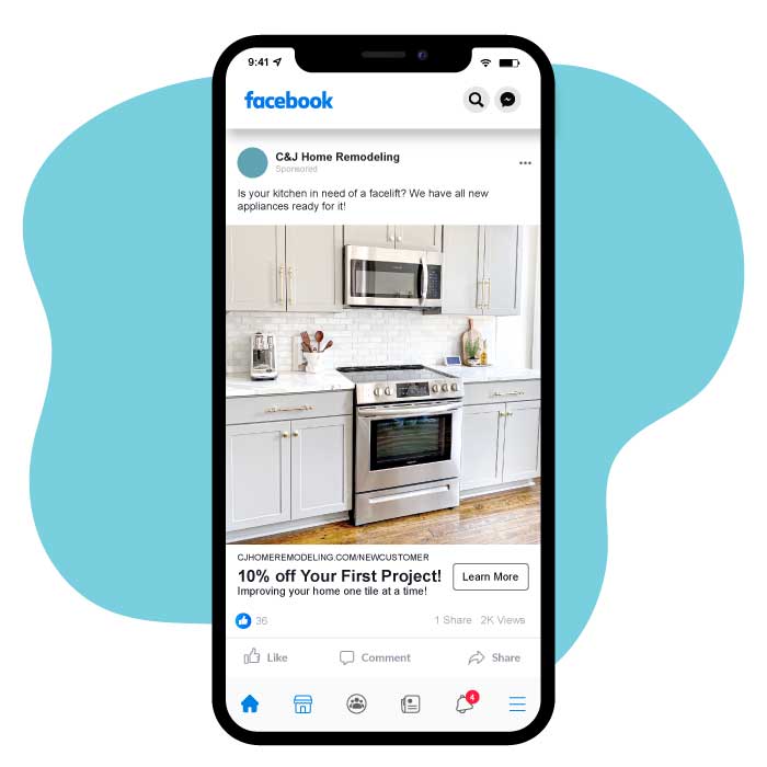 Social Media post of remodeling business