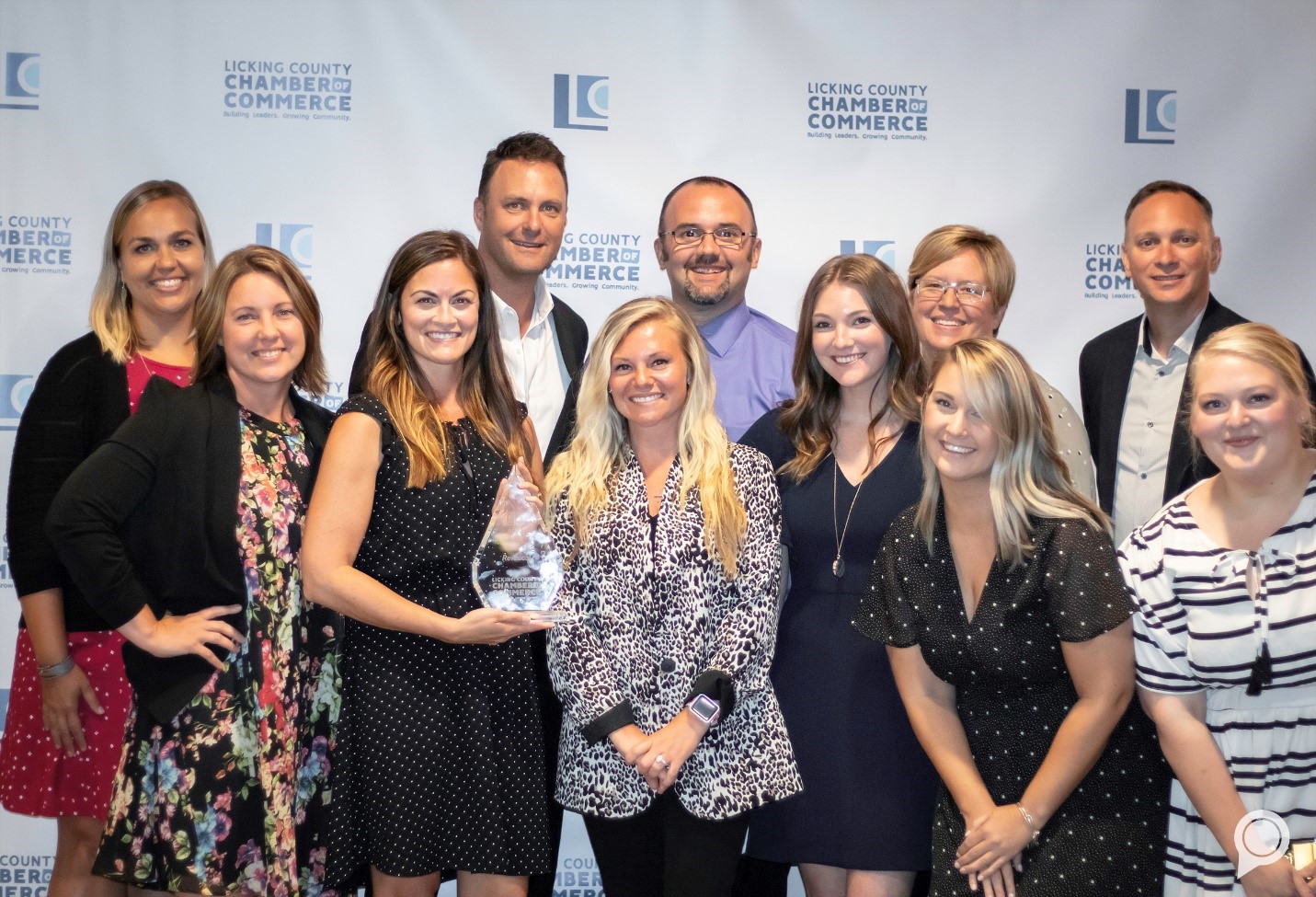 RevLocal employees receiving the Licking County Chamber of Commerce "Business of the Year" award