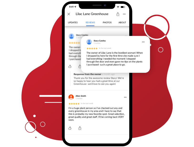 Example of review monitoring in mobile mock up 