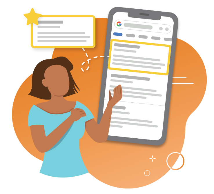 organic seo helping woman find what she needs on mobile search