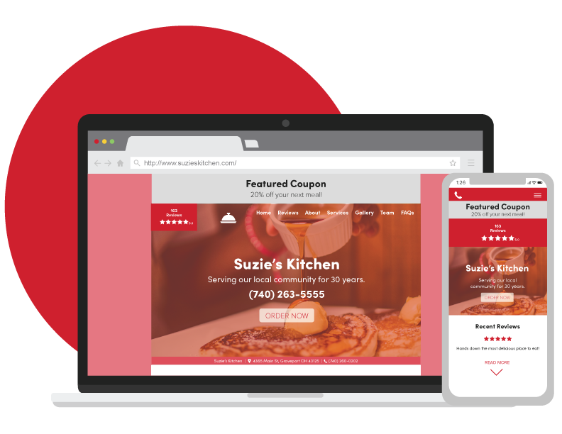 website examples on desktop and mobile